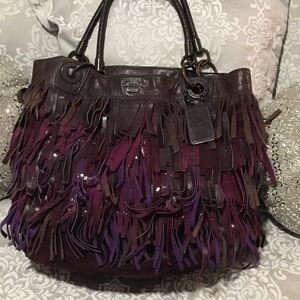 Ladies  Purple Suede Coach Hand Bag